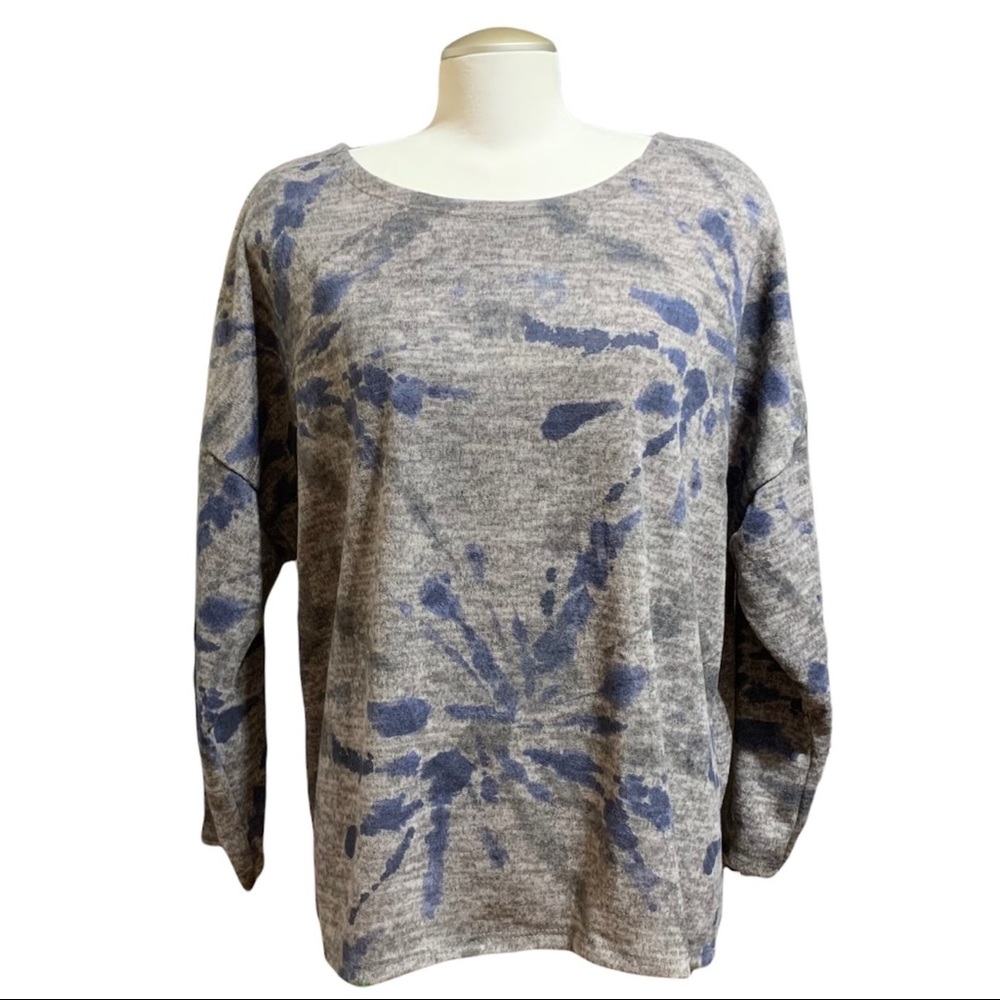 Angela Brown Gray Tye Dye Effect Fine Knitted Sweater Top Size 1X